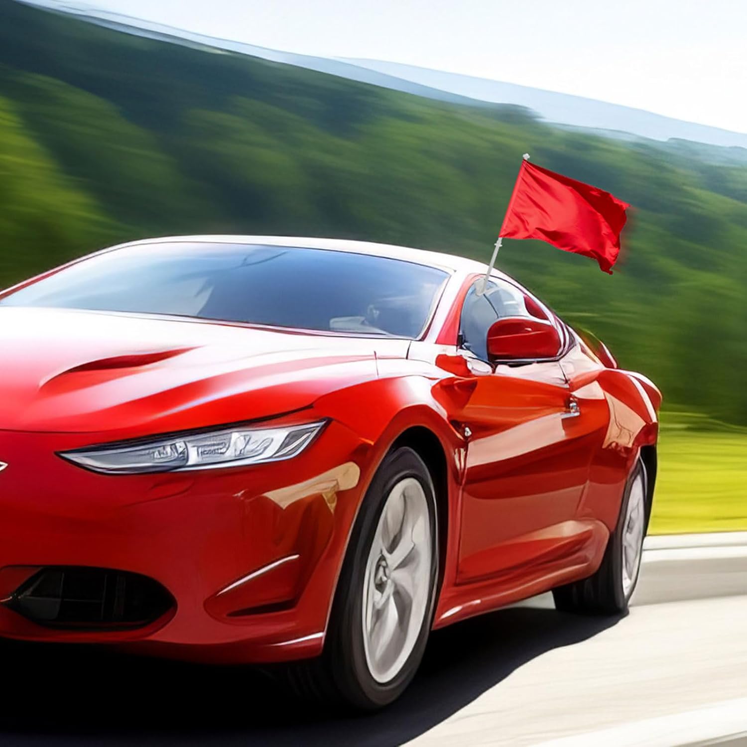 5 Pcs Car Window Flag Poles 20 Inches Plastic Car Flag Mount with Locking Cap and Retaining Clip Window Flagpoles Banner Holder for Memorial Day Patriotic Sports Events Parades Holiday Decor