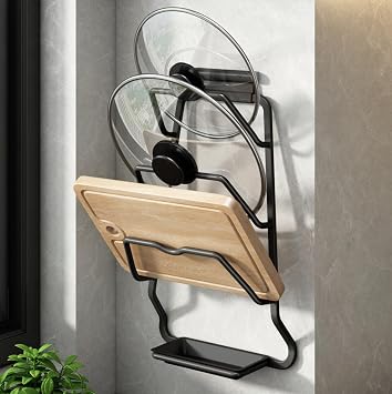 Pot Lid Rack, Metal, S-Shaped Three-Layer, Kitchen, Bathroom, Cabinets, Wash Basins, Small