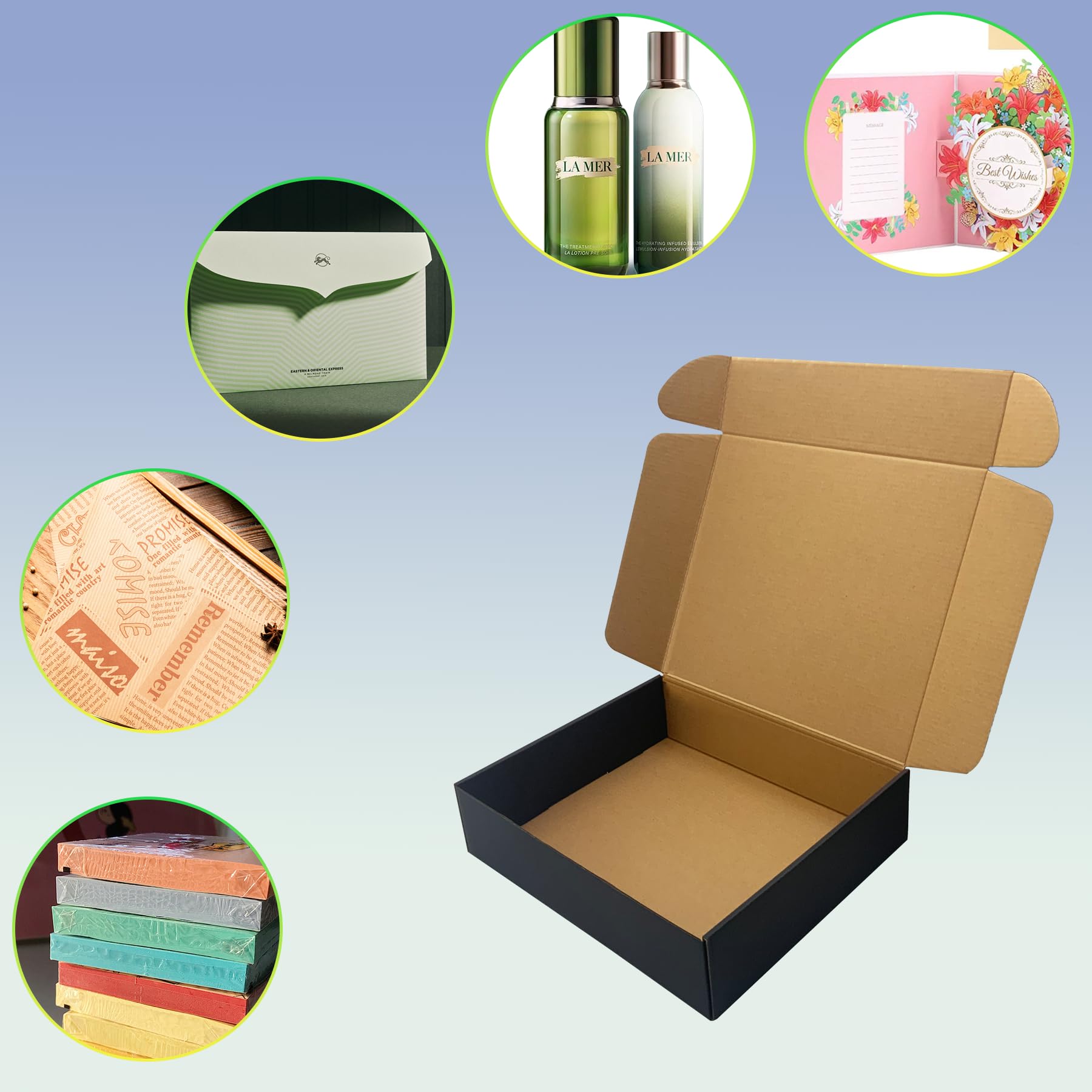 Confezione da 20 scatole per spedizioni nere da 30,5 x 25,4 x 7,6 cm, scatole per spedizioni ondulate, scatole per imballaggio per prodotti, scatole di cartone riciclabile, lettere piatte per regali