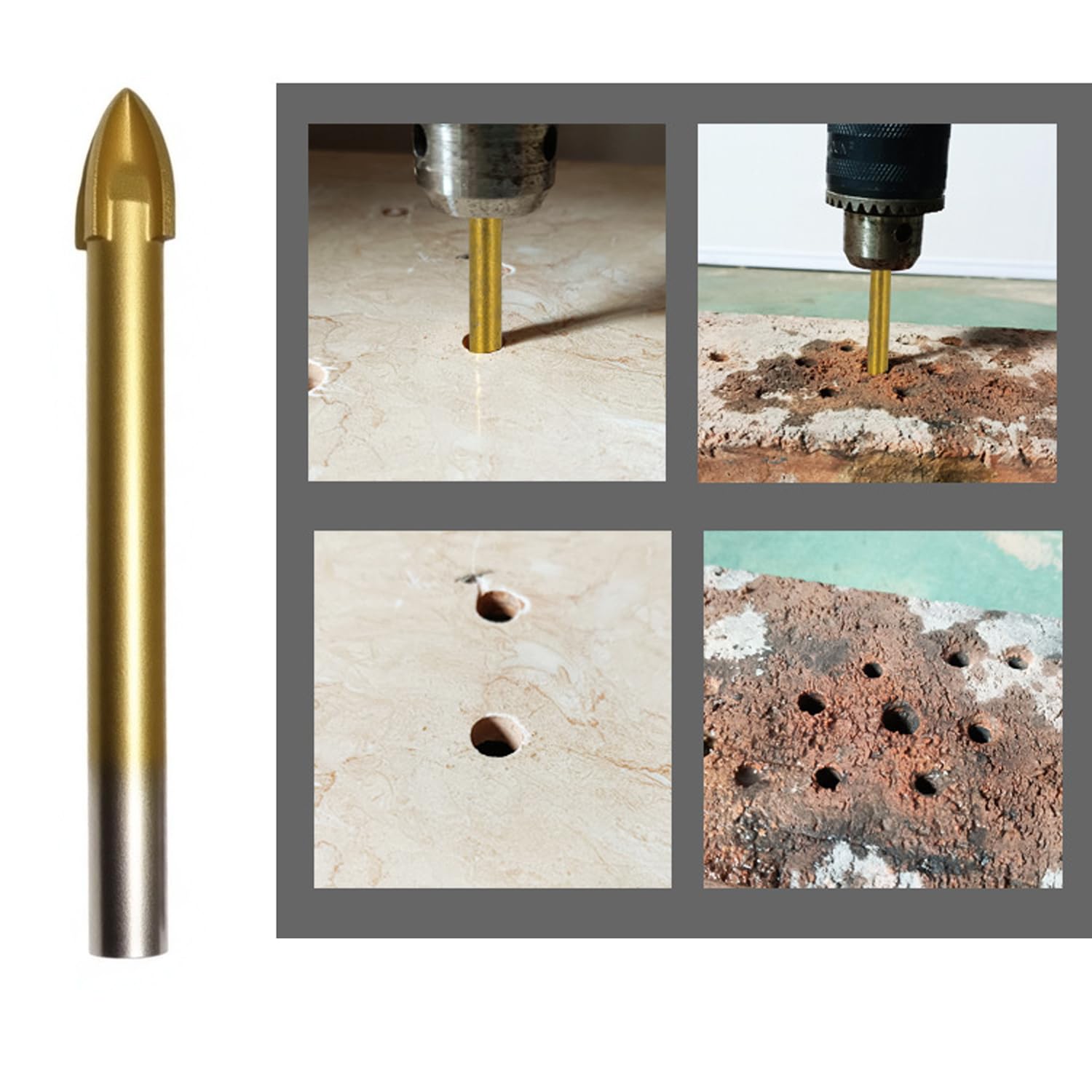 Driak Cross Head Tungsten Carbide Wall Ceramic Tile Marble Glass Drill Bit Set Glass Cutter Hole Saw Tool,5mm,6mm,8,10mm,12mm