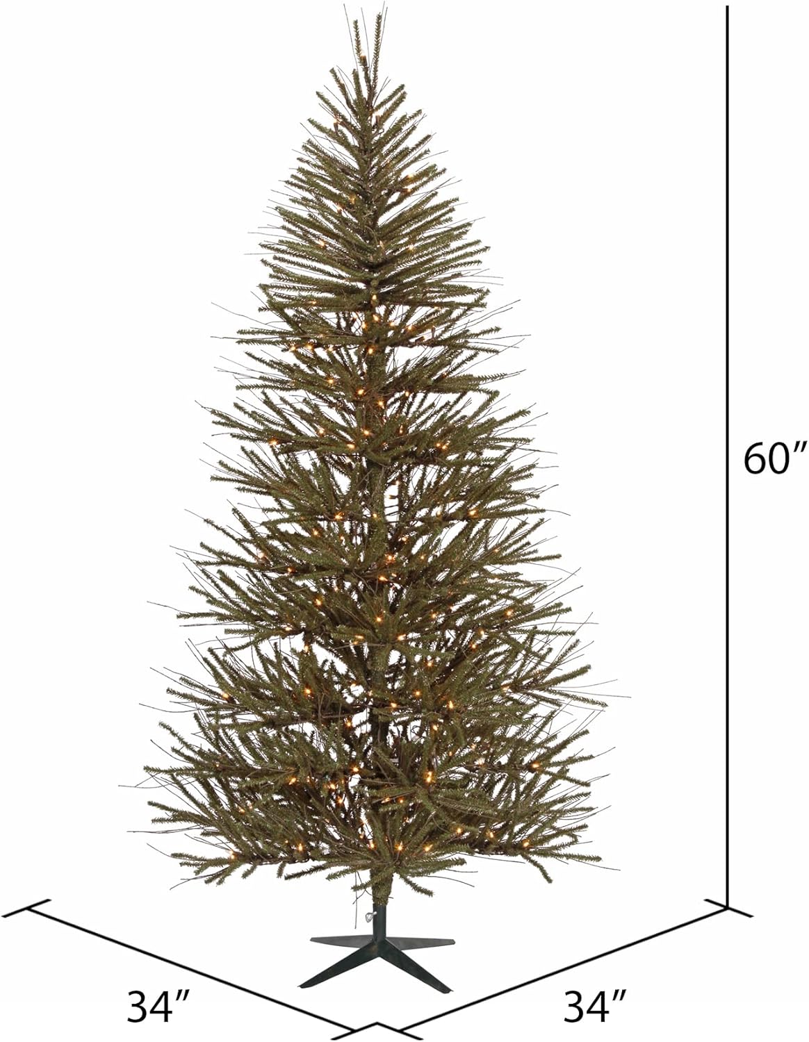 Vickerman 5' Vienna Twig Artificial Prelit Christmas Tree, Wide Angle Warm White LED Lights, Faux Christmas Tree, Seasonal Indoor Home Decor