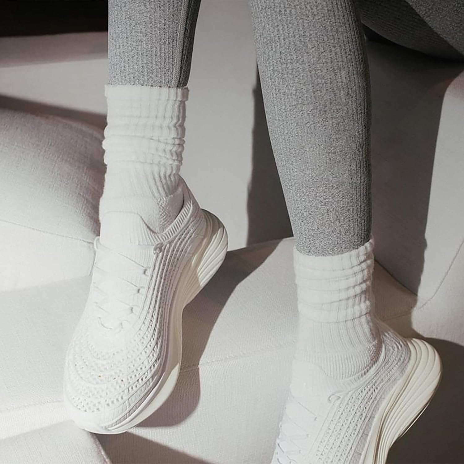 Scrunch Slouchy Crew Socks For Women Cotton Cushioned Athletic Mid Calf Rib Tube 80s Retro Socks Multipairs - Image 7