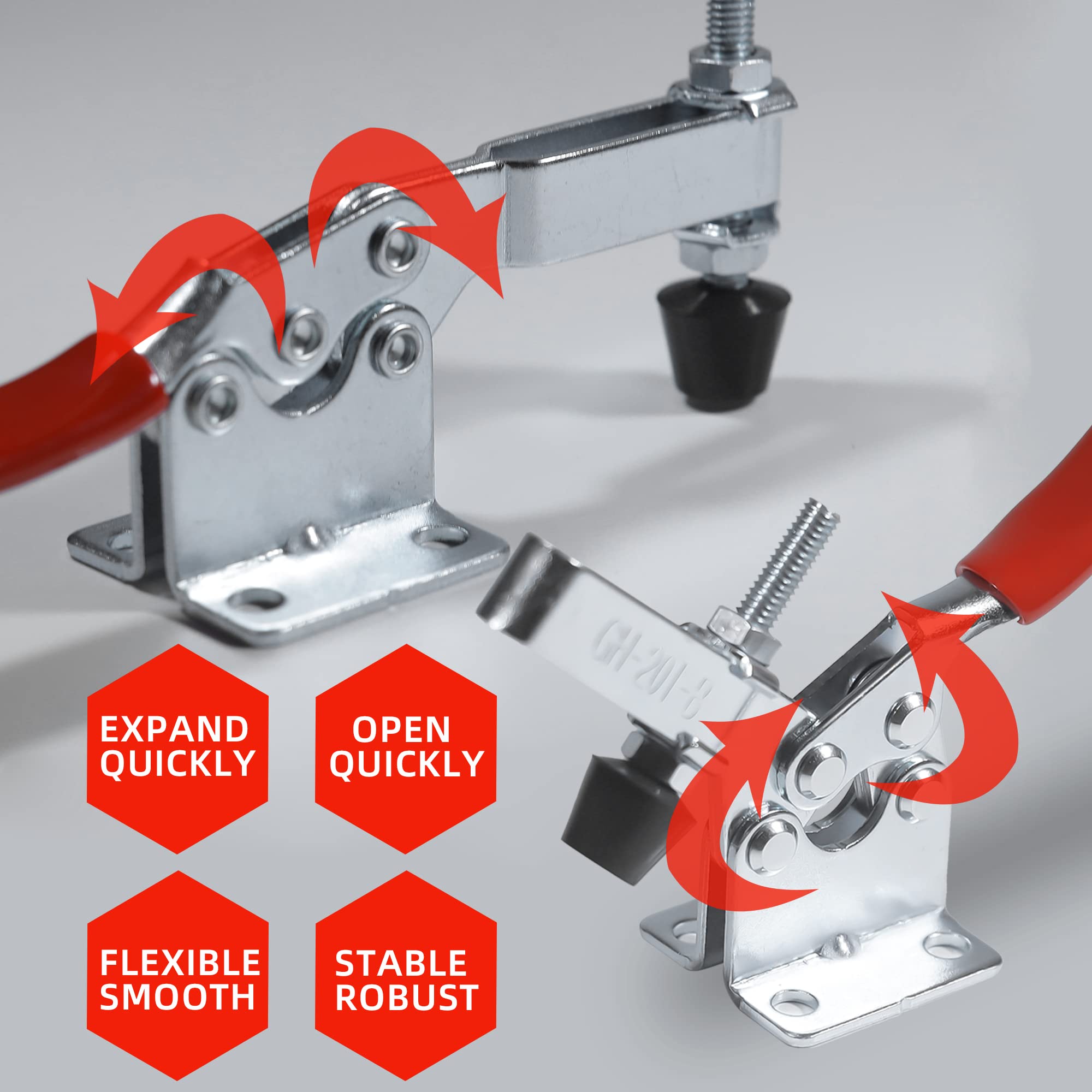 Lot De 10 Pinces à Bascule Rouges - 201 A, 27 Kg, Outil De Serrage Rapide Pince Horizontale~p150303890