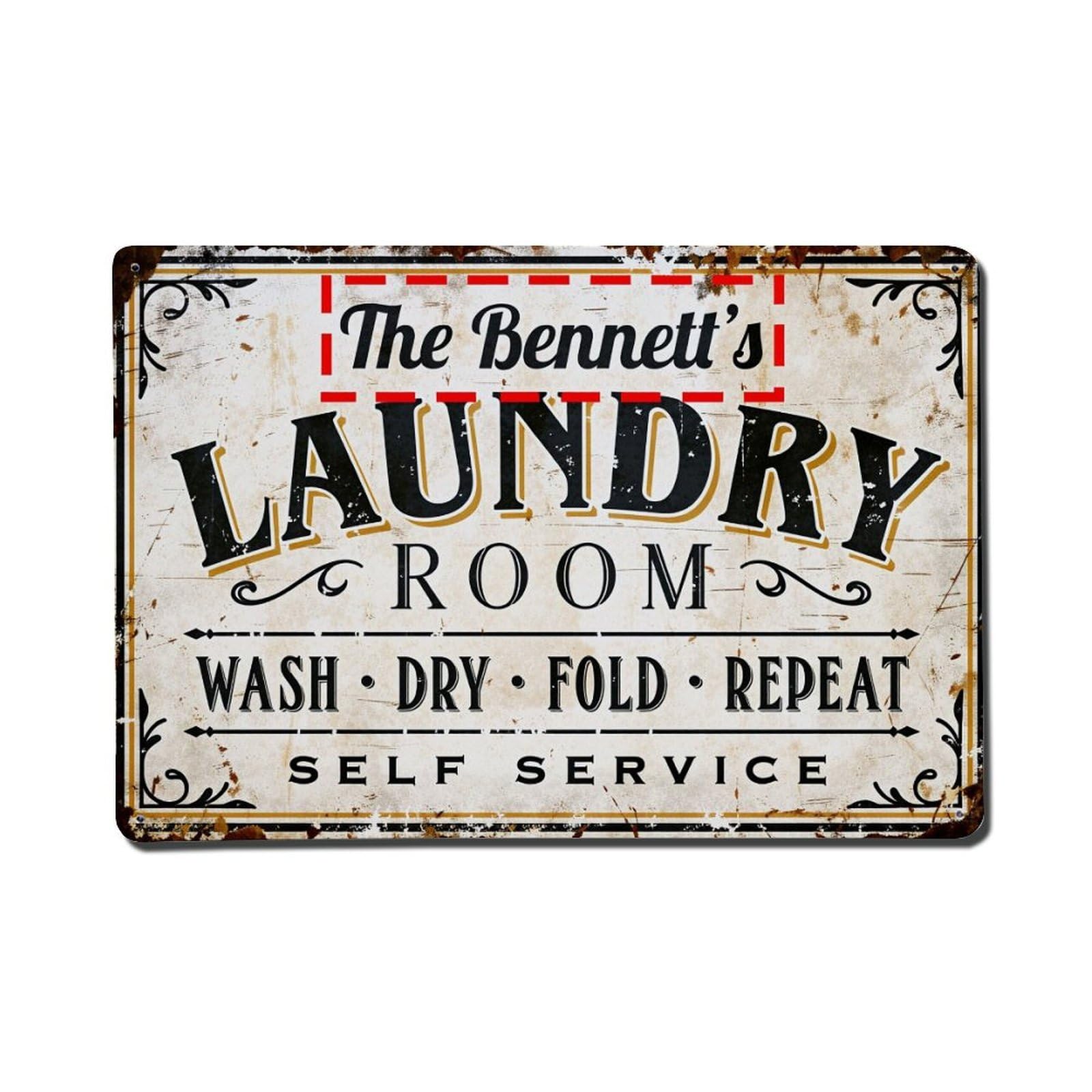 Vintage Laundry Sign Pattern Tin Sign Vintage Metal Poster, Home Bar Garage Man Cave Cafe Indoor & Outdoor Wall Decoration 8x12Inches
