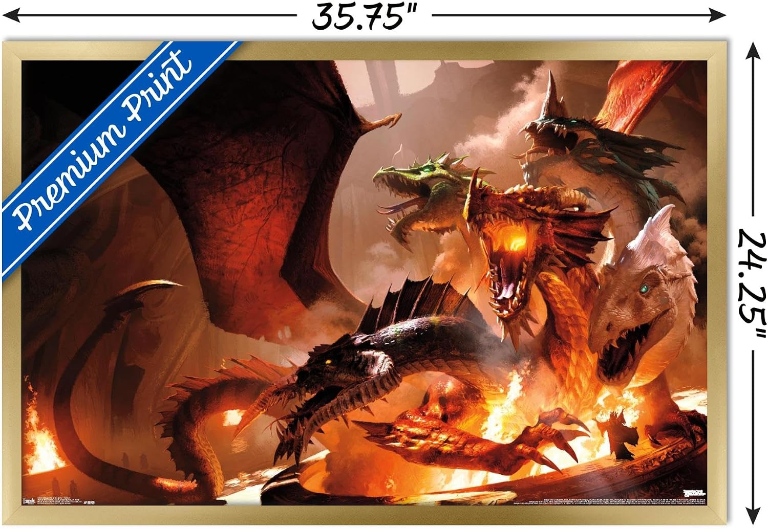 Dungeons and Dragons - TIAMAT Wall Poster, 34L" x 22.4W", Gold Framed Version