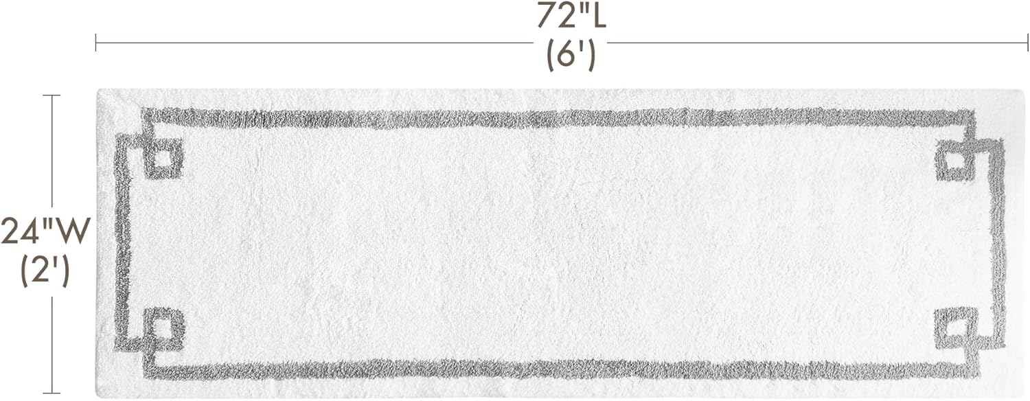 Madison Park Evan 100% Cotton Bathroom Non Slip Backing-Luxurious Tufted Plush Bath Mat Absorbent, Quick Dry, Spa Design Shower Room Décor, 24x72" White