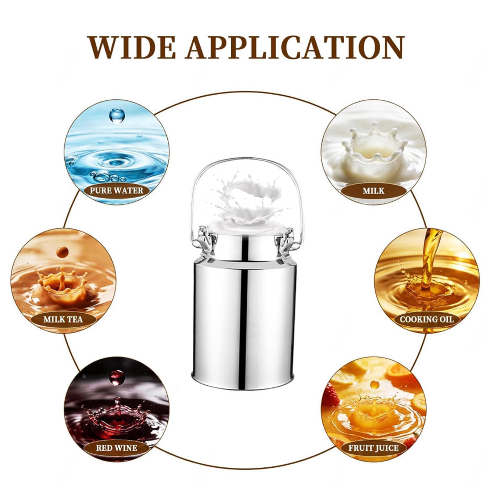 lechera de acero inoxidable con tapa Cubo para Transportar Leche, para almacenar líquidos y sólidos,Nofaucet-10L