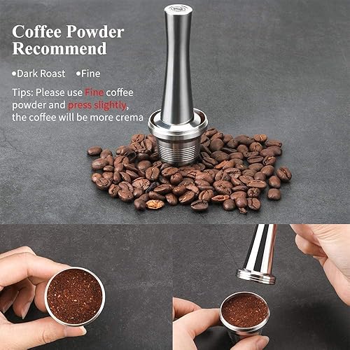 Miniatura 7 de 2 cápsulas de café reutilizables de acero inoxidable compatibles con L'OR Barista LM801260, cápsulas de café recargables de metal L'or Espresso con