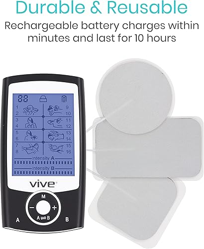 Miniatura 9 de Vive Tens Unit - Estimulador muscular - Máquina Stim con almohadillas de electrodos autoadhesivos, masajeador para espalda superior e inferior,