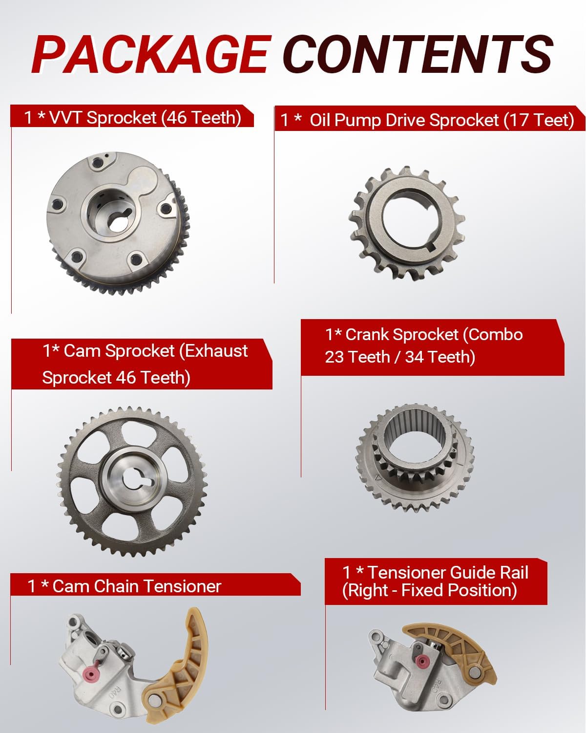 14510-R40-A01 Timing Chain Kit with Camshaft Adjuster (12pcs) fit for Acura ILX TSX, Honda Accord Civic Crosstour CR-V 2.4L 2354CC L4 Direct Timing Chain Replacement OE Number 14310-R44-A01