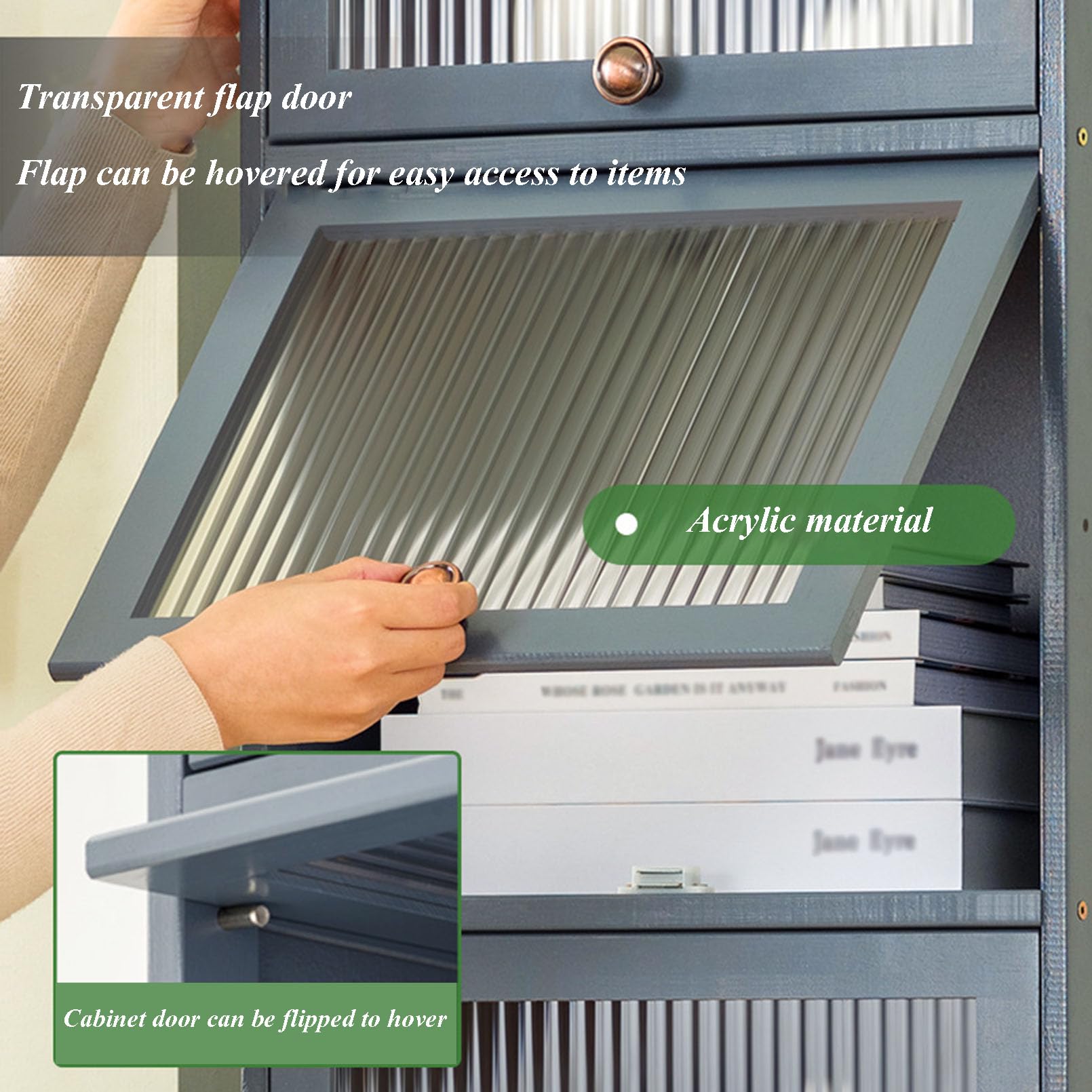 Armadietto portaoggetti in bambù verde con ripiani trasparenti e rotelle, alto autoportante, torre in lino per casa, ufficio, cucina, soggiorno, camera da letto, garage nization