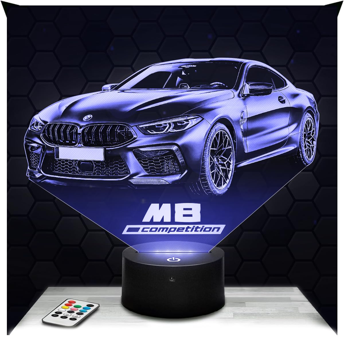 Lampephoto.fr - Supercar M8 Competition 3D Lamp Night Light 3D LED Illusion, Christmas, Gift idea for Boys and Girls Birthday Night Light for Children's, Bedroom, Led Bedside, Gifts Merchandising TOP โ image 1