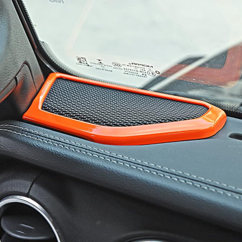 Moldura de acabamento da caixa de som da coluna A JeCar laranja para Jeep Wrangler JL JLU e Gladiator JT 2018 a 2024 – Par