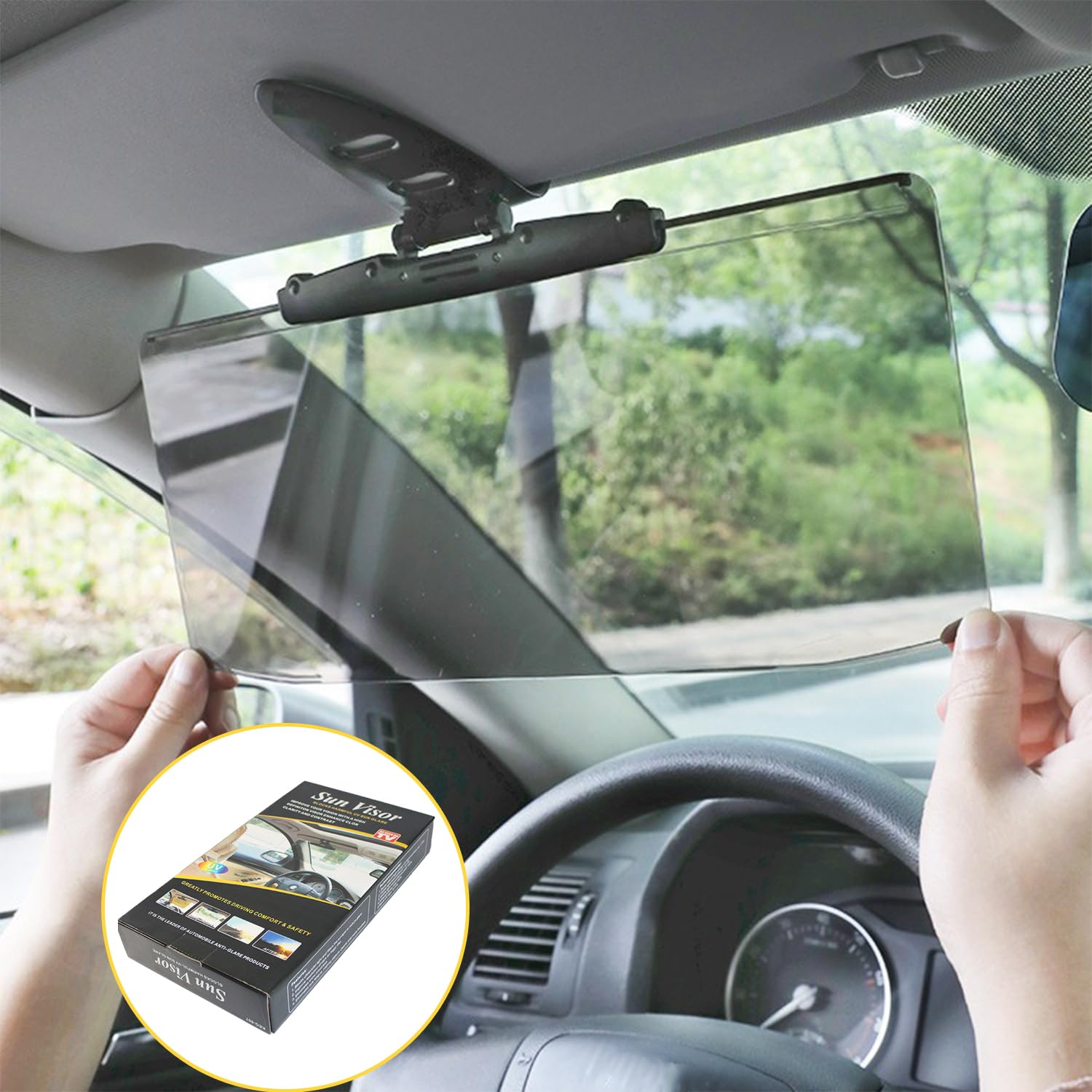 Visiera parasole universale per auto con protezione antiriflesso polarizzata, visiera parasole polarizzata per auto, blocco antiriflesso per la guida, visiera parasole antiriflesso per auto, visione