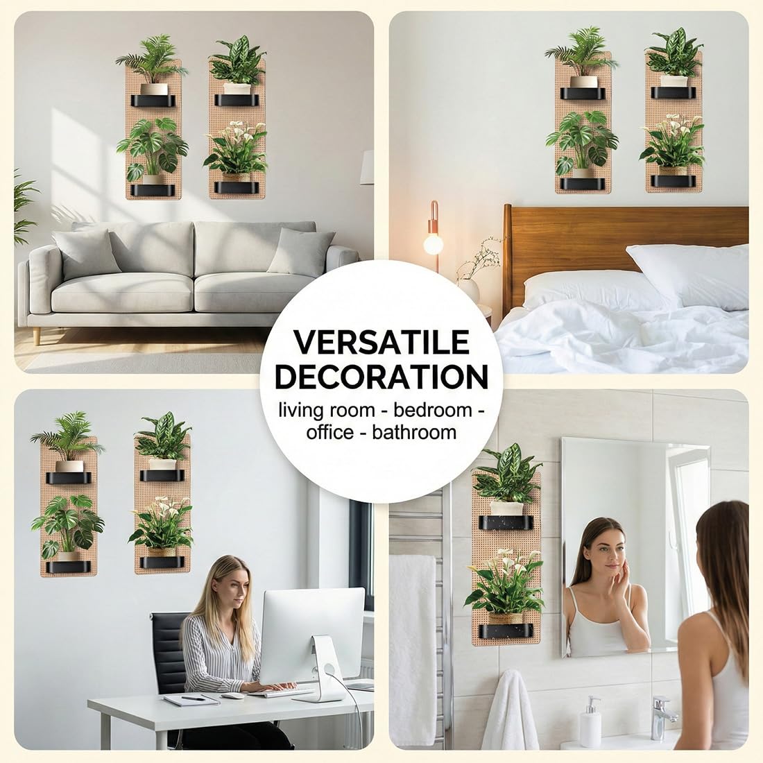 2 Pezzi Adesivi Murali Piante, Realistico Verde Pianta In Vaso Impermeabile Wall Art Adesivi 3D Vinile Rimovibile Wall Sticker per Soggiorno Camera da Letto Bagno Cucina Decor Ufficio, 30x60cm