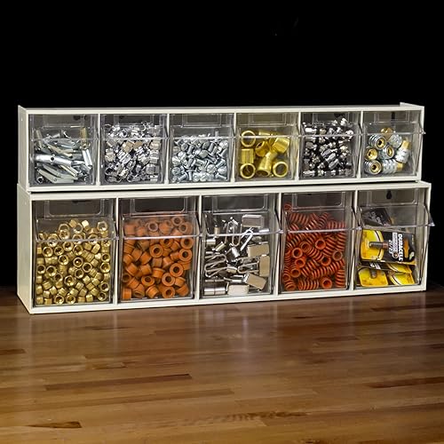 Miniatura 2 de Akro-Mils 06702 TiltView sistema de almacenamiento de plástico horizontal con dos compartimientos rebatibles