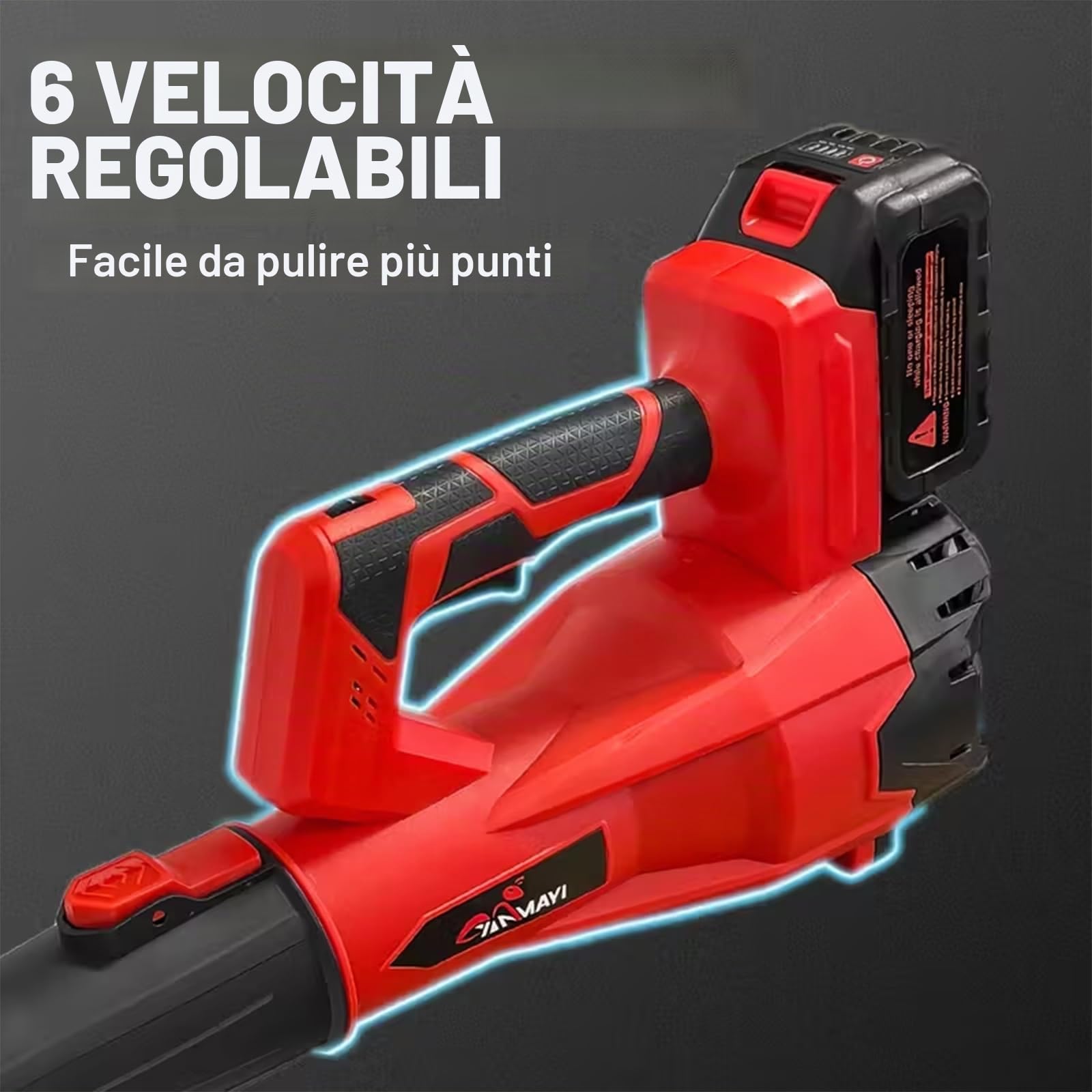 Votix Soffiatore a Batteria 21V Senza Fili con Batteria e Caricabatterie, 6 Velocità Fino a 210 km/h, Soffiatore di Foglie Potente per Giardino, Prato e Rimozione Neve