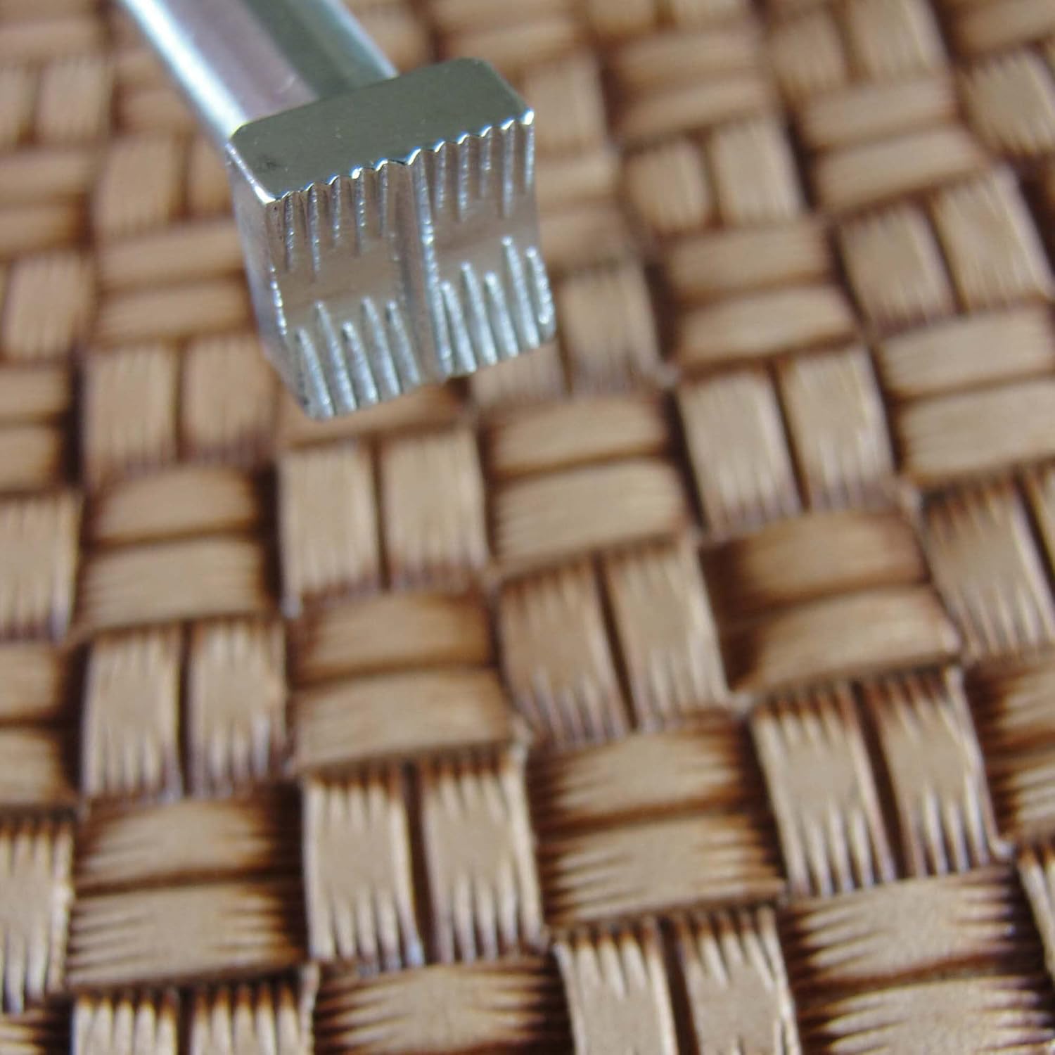 Square Basket Weave Leather Stamp, Stainless Steel Leather Stamping Tool, Zhong Jiang
