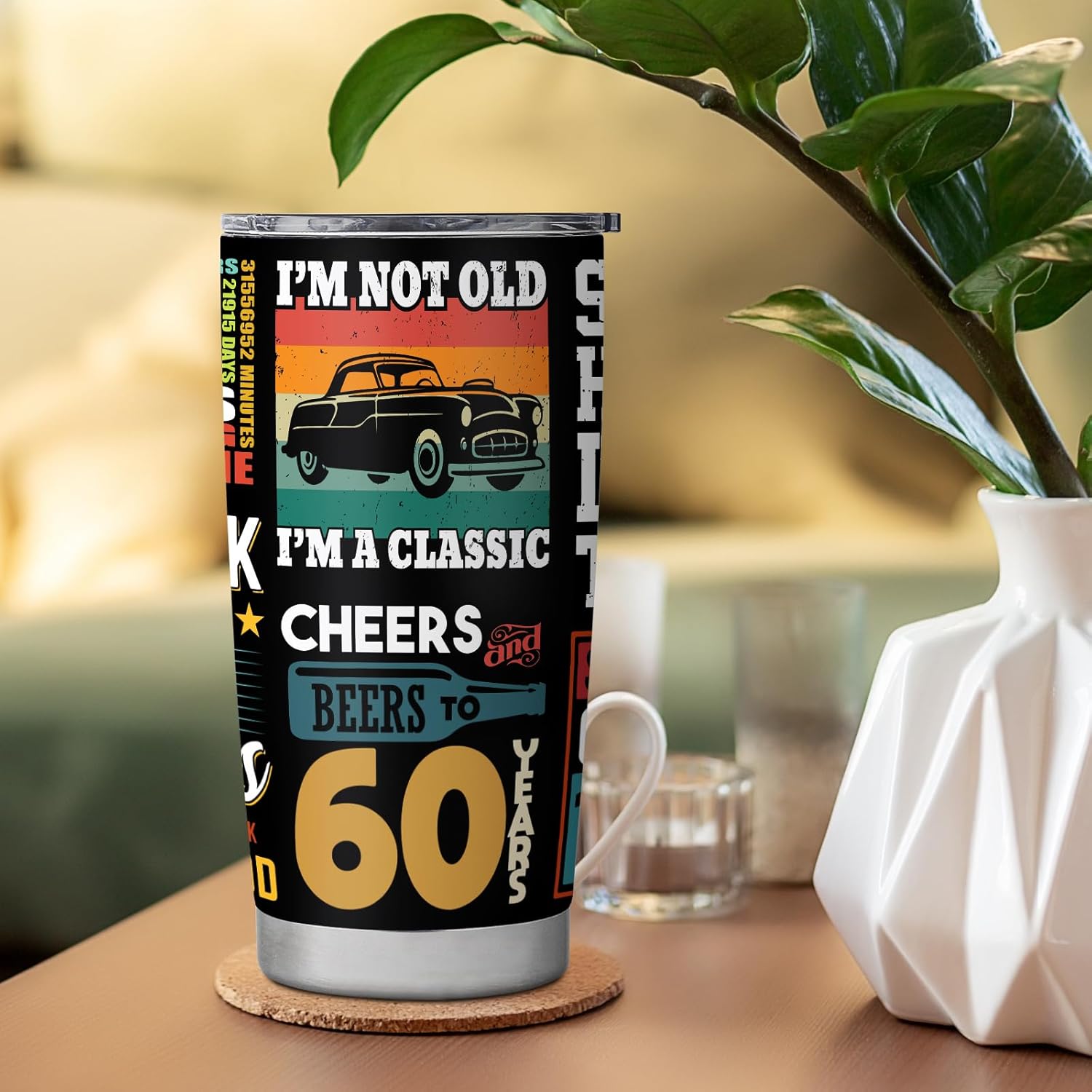qixnzagr 60th Birthday Gifts for Men, 20oz Vintage Tumbler, 1965 Insulated Travel Mug with Classic CHEERS Design, Durable 60 Year Old Birthday Keepsake for Dad, Husband - Image 7