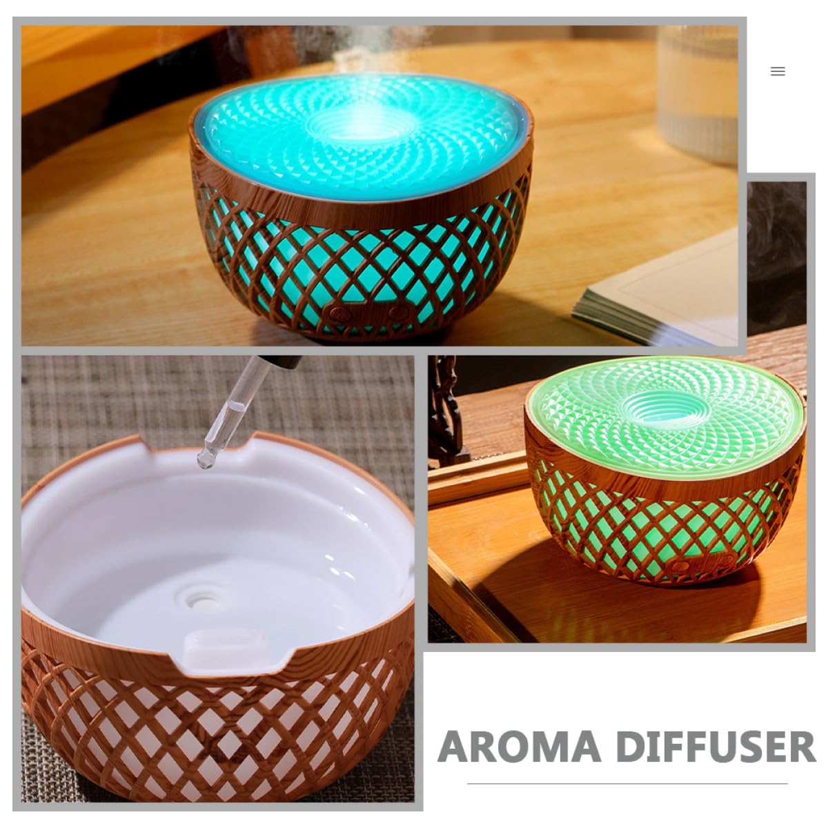 Difusor Inalámbrico de Aceite Perfumado Efecto de Madera Hueca, Humidificador Práctico de 320ml para Escritorio y Accesorio de Habitación Decorativo
