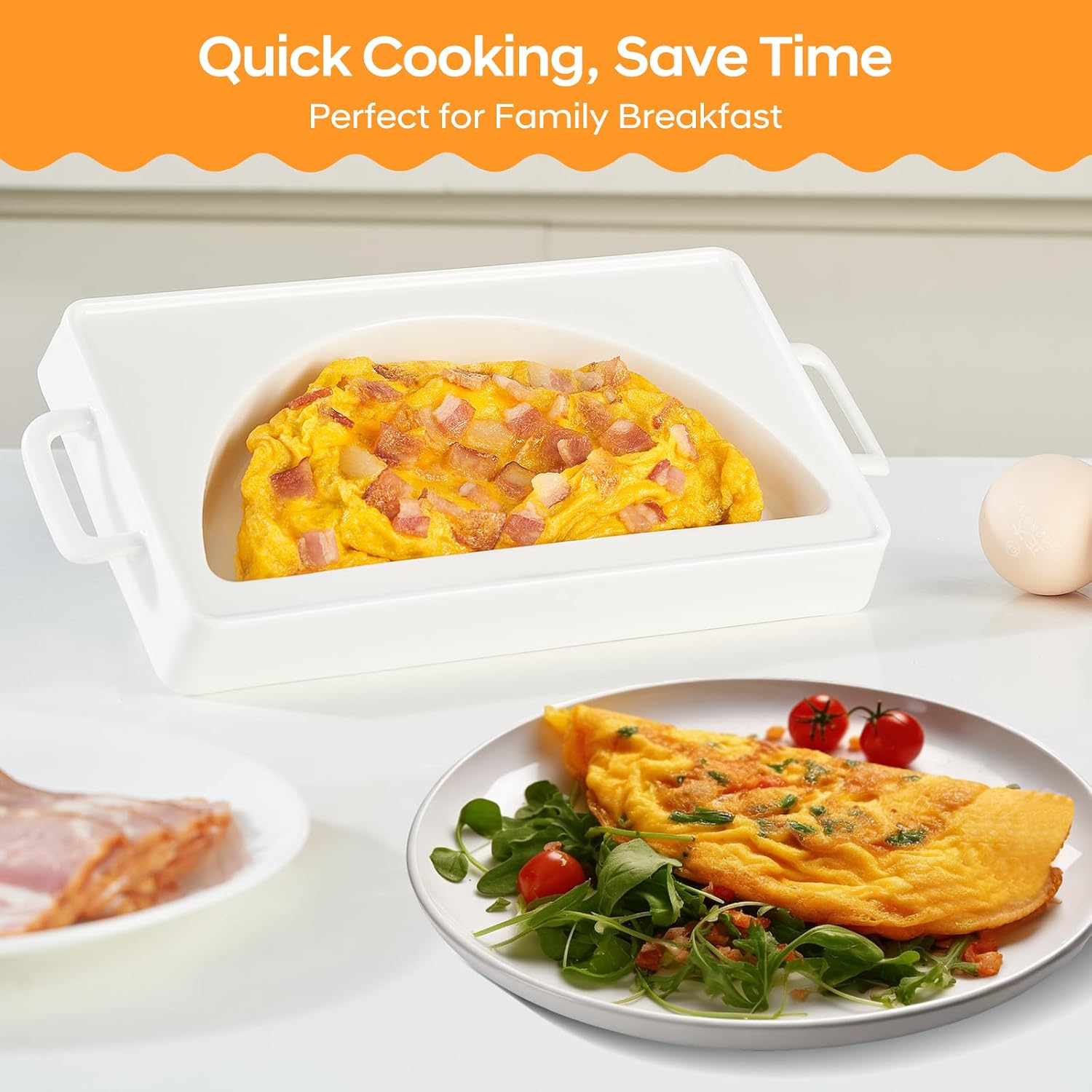 EliteVibe Ceramic Microwave Omelet Maker, BPA-Free Egg Cooker