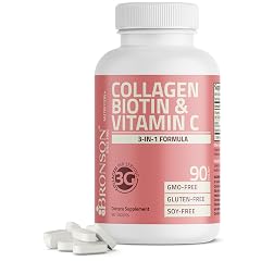 Bronson Collagen Peptides 3000mg per Serving with Biotin Vitamin C - for Hair Skin Nails Support Non-GMO 90