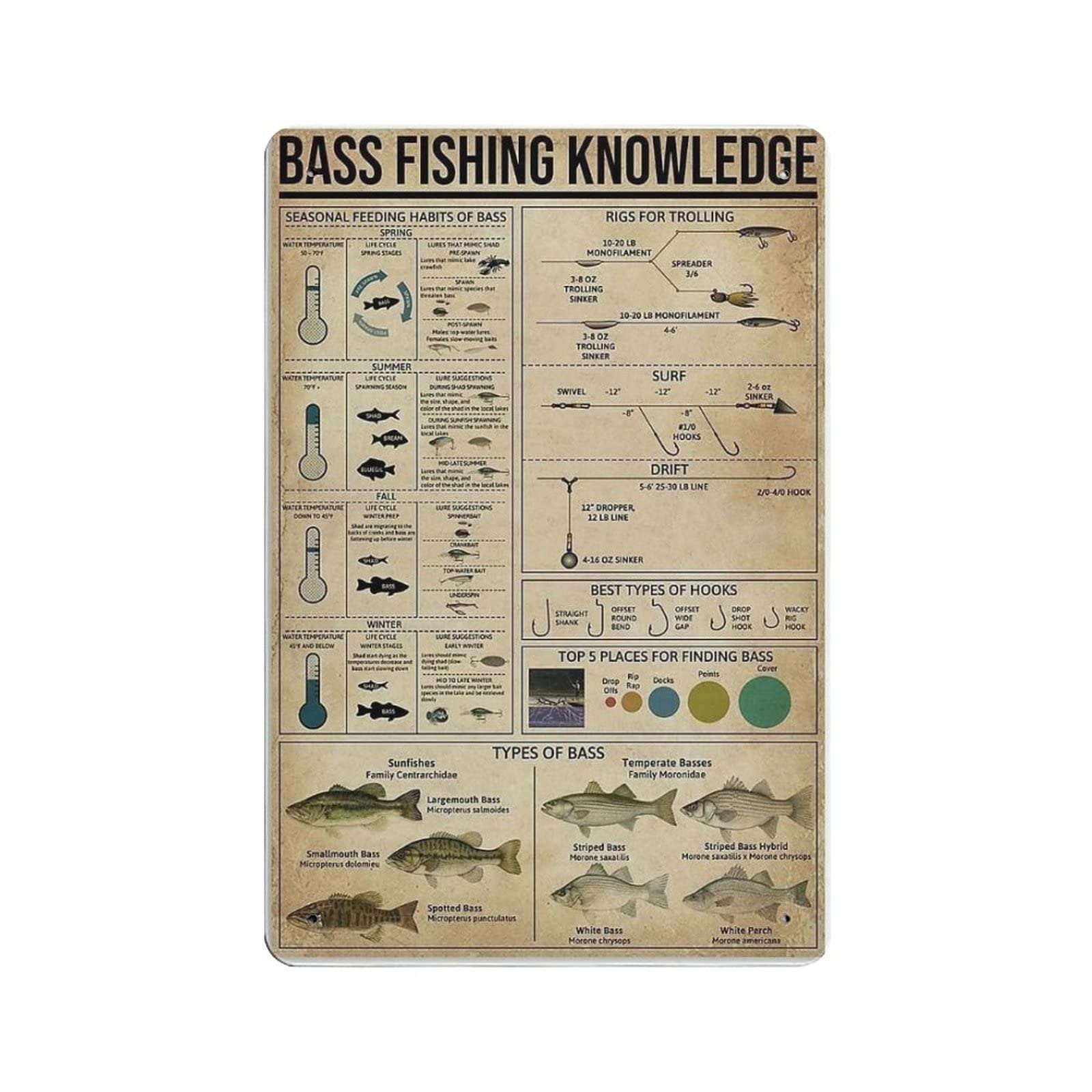 Targa In Metallo Vintage Bass Fishing Knowledge Tin