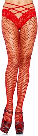 Leg Avenue Women's Fence Fishnet Tights with Boyshort Lace Top
