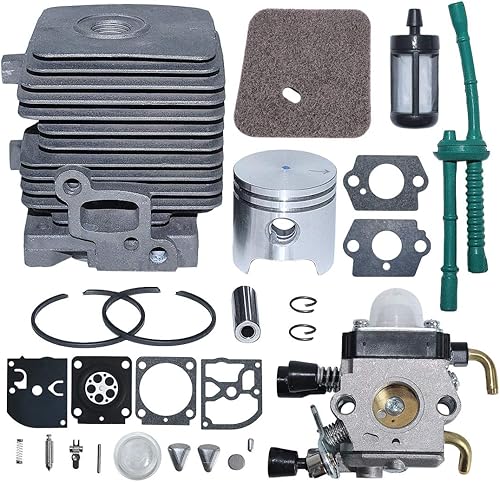 AUMEL 4140 020 1202 1.339in Cilindro Pistón Carburador Filtro de Aire Línea de Filtro de Combustible Kit de Reparación para Stihl FS55 FS45 FS38