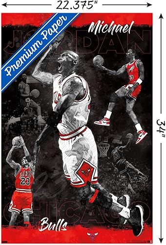 Miniatura 3 de Trends International Michael Jordan - Póster de pared de boceto, 22.375 x 34 pulgadas, paquete de póster y montaje prémium