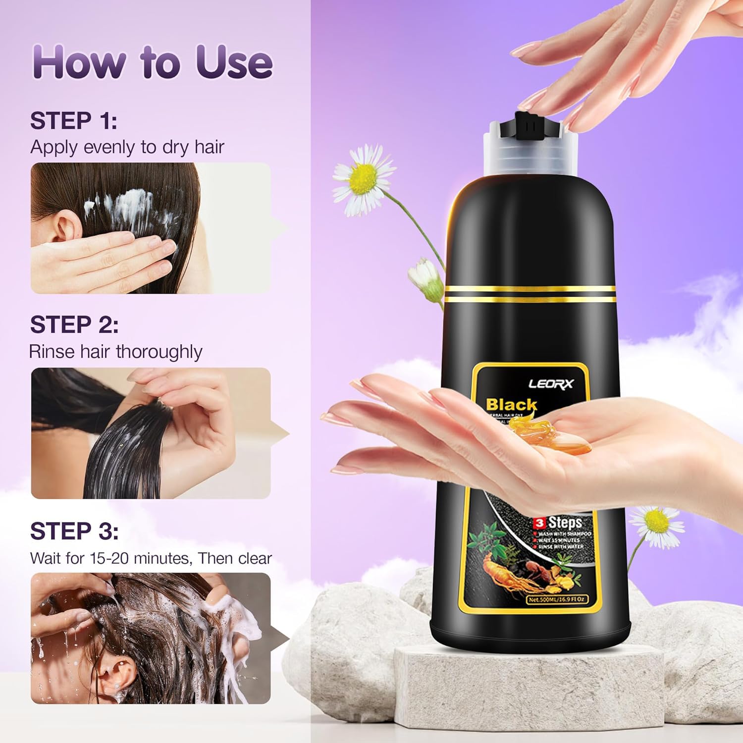 Amazon.com : leorx Hair Dye shampoo 3 In 1, Dark Wine Red Instant