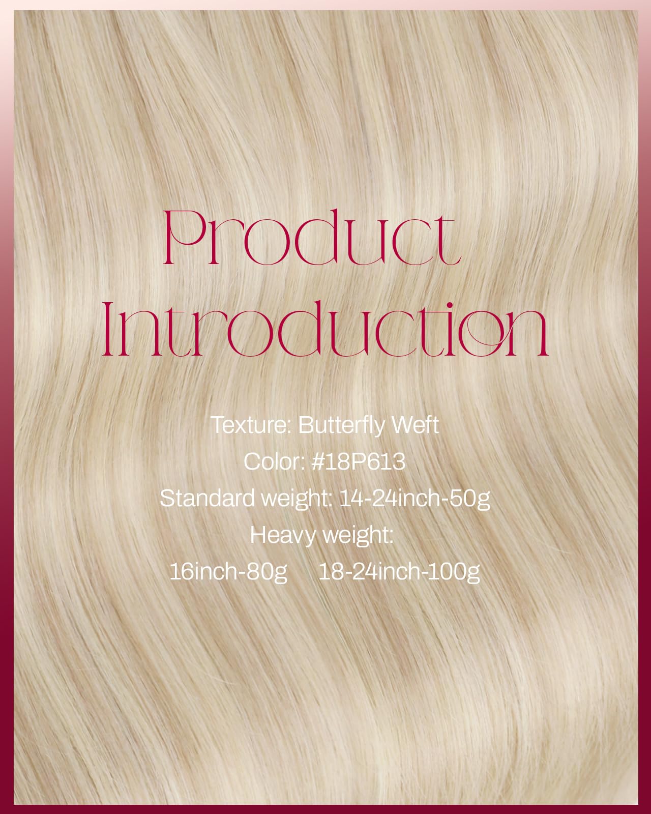 Moresoo Butterfly Weft Hair Extensions Remy Human Hair Ash Blonde Highlight Bleached Blonde 18 Inch OVO Weft Hair Extensions Human Hair Ash Blonde Highlight 100g/pack #18/613 — view 7