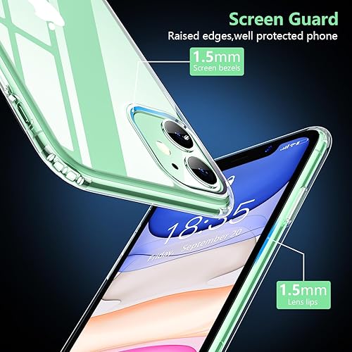 Miniatura 10 de Supfine 5 en 1 Funda para iPhone 11 a prueba de caídas militares de 10 pies 2  pantalla de vidrio templado 2  protector de lente de cámara templado