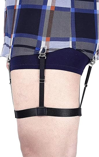Men Shirt Stays Adjustable Elastic Shirt Garter Shirts Holder with Non-slip Locking Clamps for Police Military