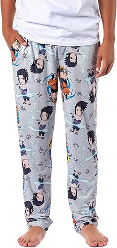 Bioworld Naruto Shippuden Anime Chibi - Pantalones de pijama para dormir para hombre