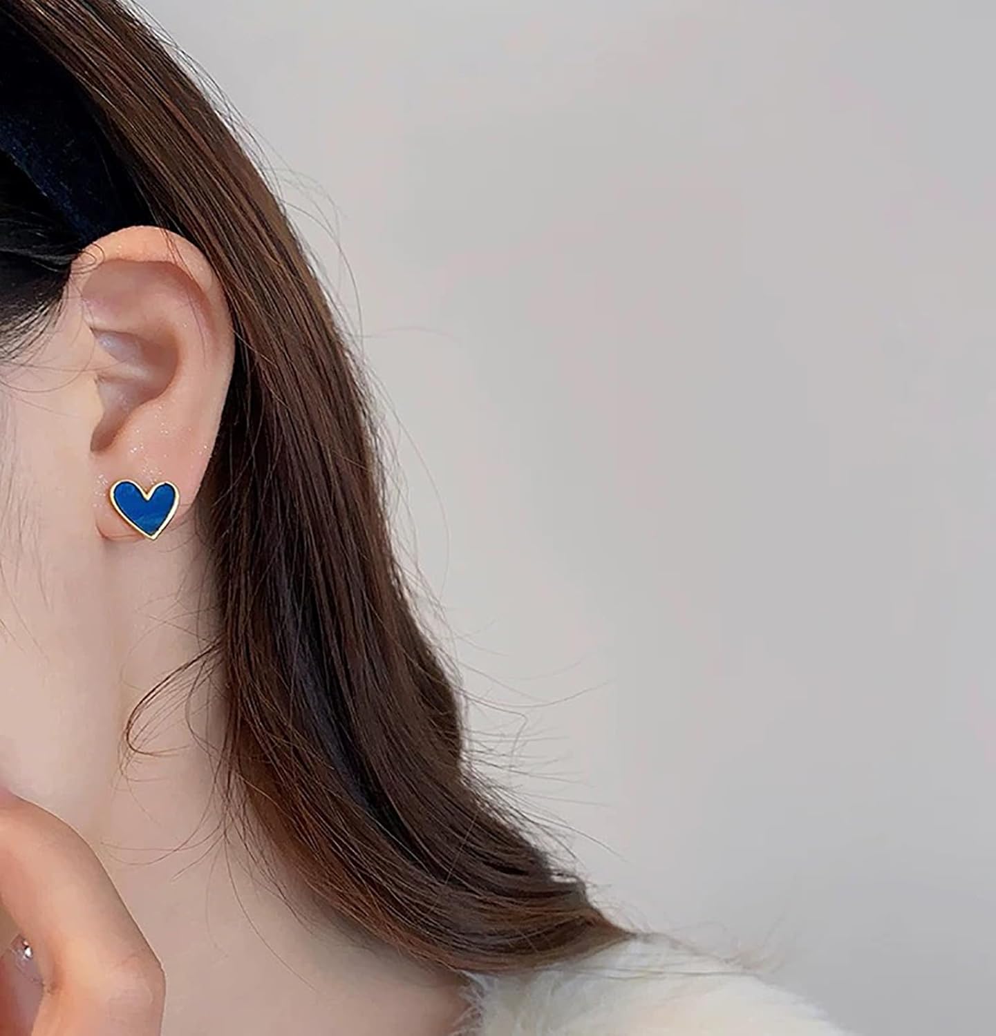 Blue Dainty Hypoallergenic Heart Stud Earrings for Women - Perfect for Daily & Special Events - Image 6