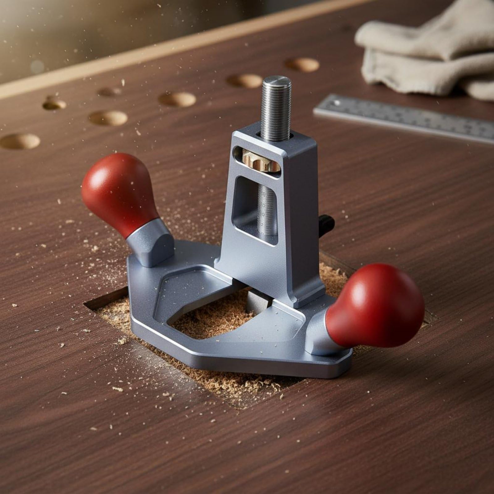 Cepillo Fondo Plano Ajuste Mango Cómodo para Aficionados Al Bricolaje, Negro Y Rojo