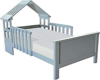 Vista 1 de Little Partners Lil' House - Cama infantil de madera maciza con forma de hogar con rieles y dos protectores de seguridad, se adapta a colchones