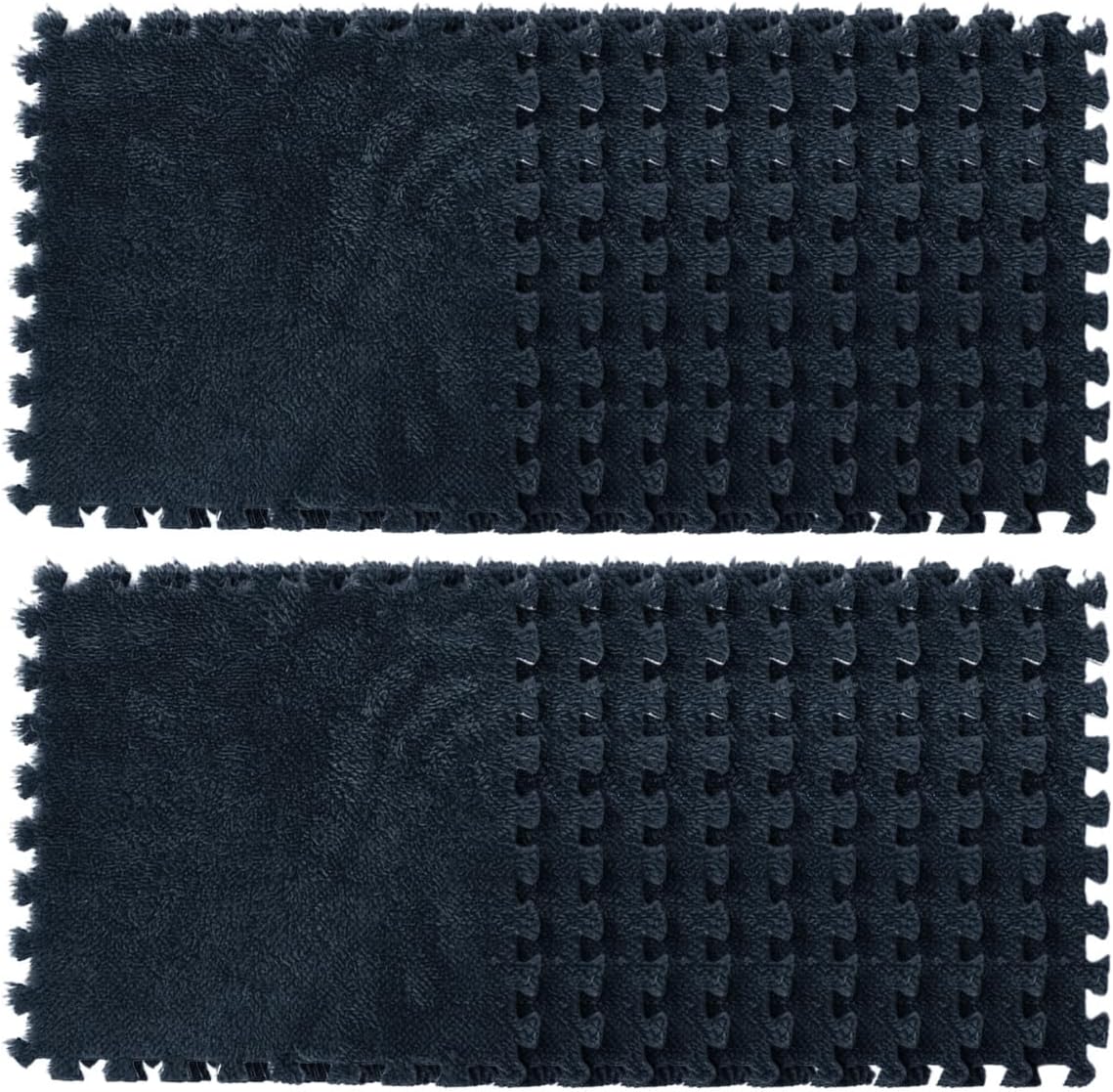 ECYC Ltd 20pcs 11.8x11.8 Inches Plush Foam Puzzle Floor Tiles, Interlocking Floor Carpet Mat Fluffy Anti-Slip Square Playmat for Home, Nursery, Playroom, Gym