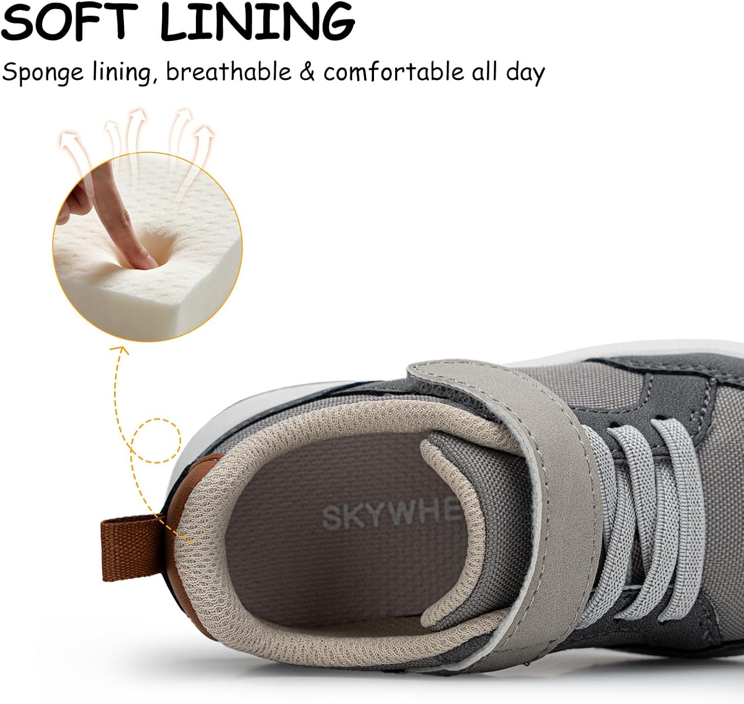 SKYWHEEL Toddler Boy Shoes Casual Sneakers with Hook and Loop Easy On and Off Breathable Mesh Upper Lightweight Tennis Shoes for Toddlers with Comfort Soft Non-Slip Outsole for Everyday