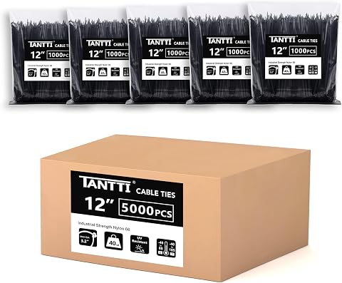 Zip Ties 12 inch, Black Zip Ties 5000 pack, 40lb, Cable T...