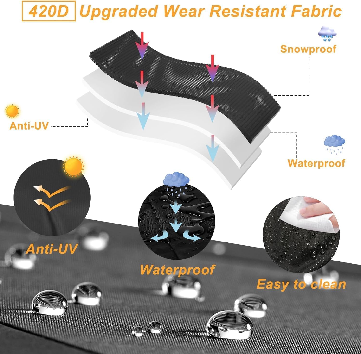 Paerduo Cubierta para barbacoa de gas, impermeable, resistente al viento, resistente a los rayos UV (140 x 65 x 120) — view 5
