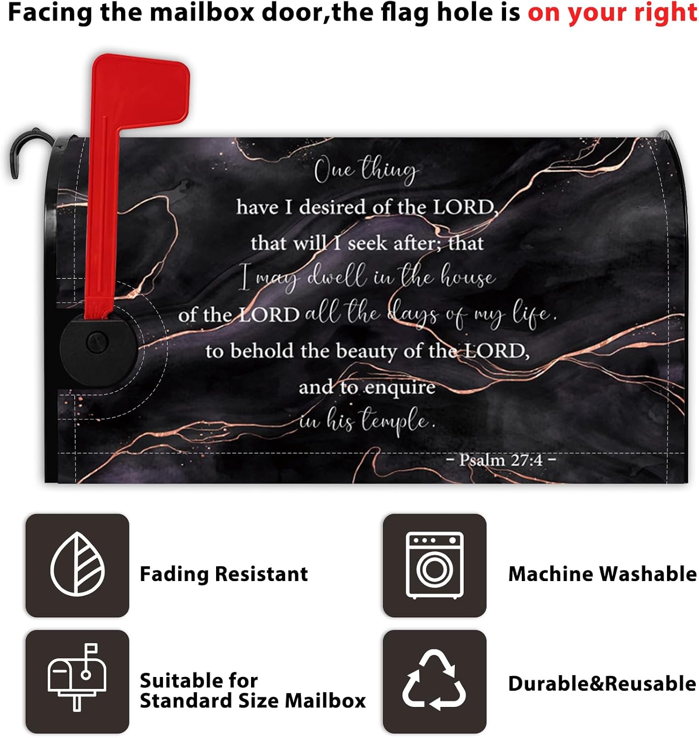 I Desired of Lord Mailbox Cover Lord Bible Phrase Black Marble Magnetic Mailbox Covers Easter Psalm Decors Post Letter Box Cover of Garden Outdoor Standard Size 21x18 Inch image 2