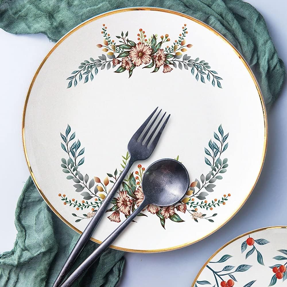 Plate Set Vintage Ceramic Plate Western Steak Plate Cutlery