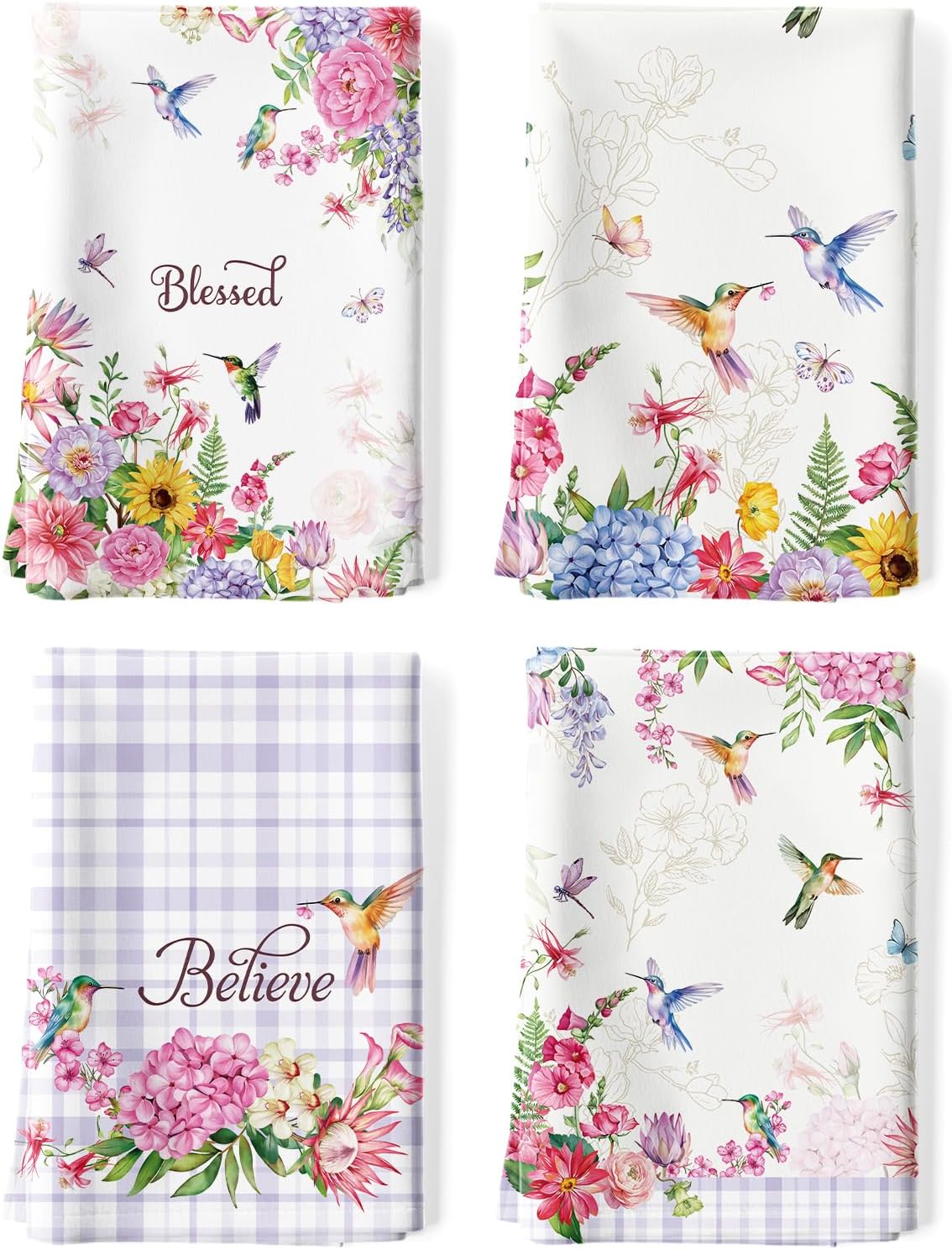 Spring Summer Bird Floral Tea Towels, Cotton Kitchen Towel 18.9 × 27.5 inch, Quick Drying Dish Cloth for Party Anniversary Holiday Decoration Housewarming Gifts