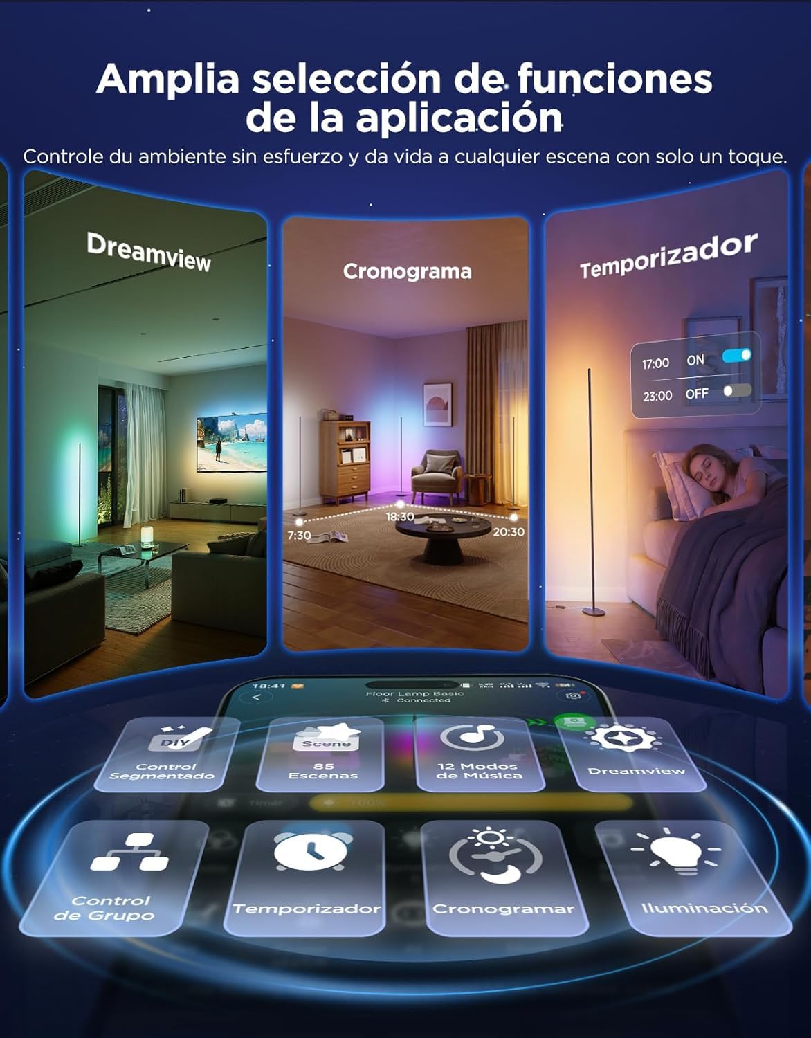 Govee TV Backlight 3 Lite Lámpara de Pie RGBIC Bundle | Compatible con Alexa y Google Assistant, Control de la Aplicación, DreamView, Para Salón y Dormitorio
