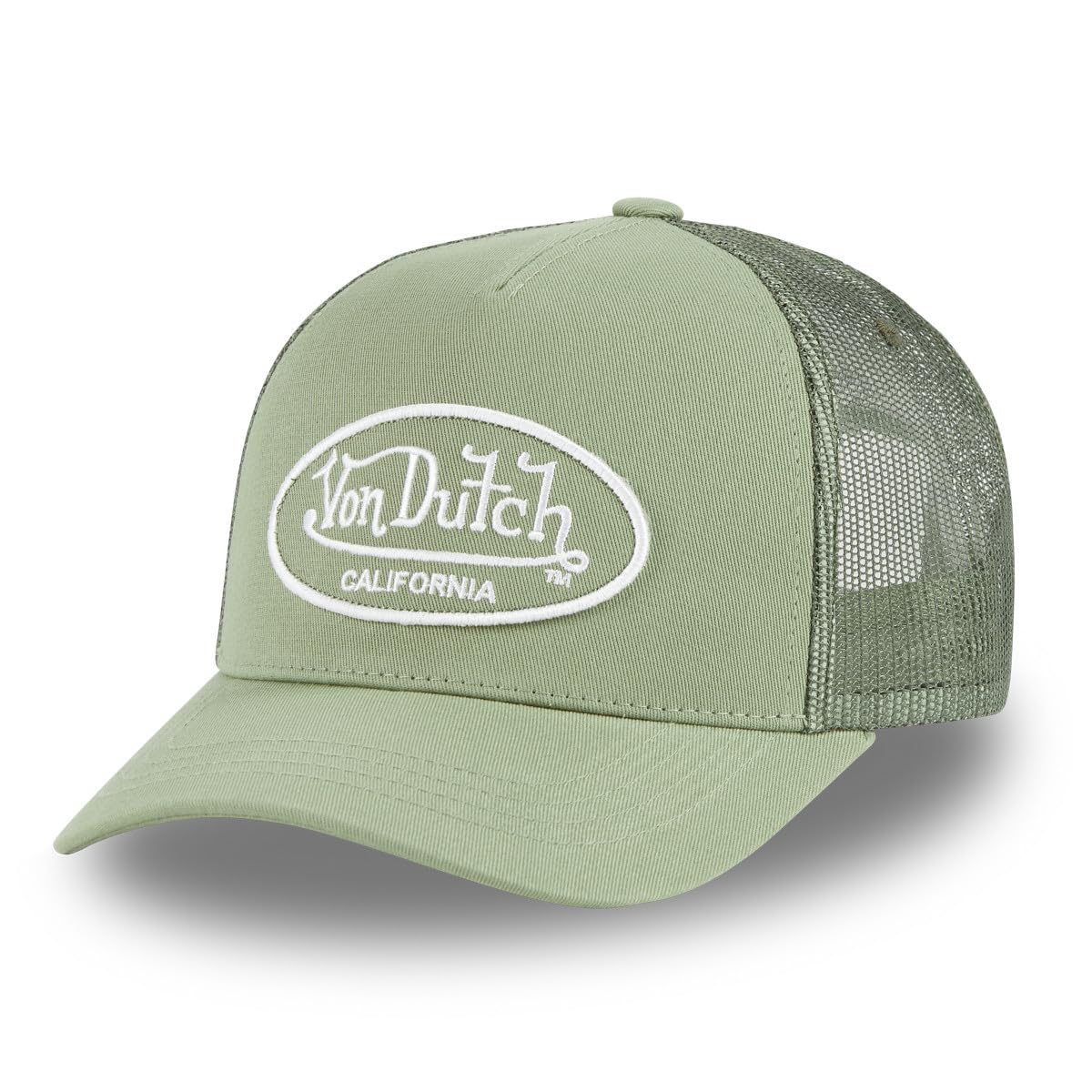 Von Dutch Men's & Women's Adjustable Cap, LOF Trucker Cap, Adjustable with Strapback, Light Khaki Green, One Size