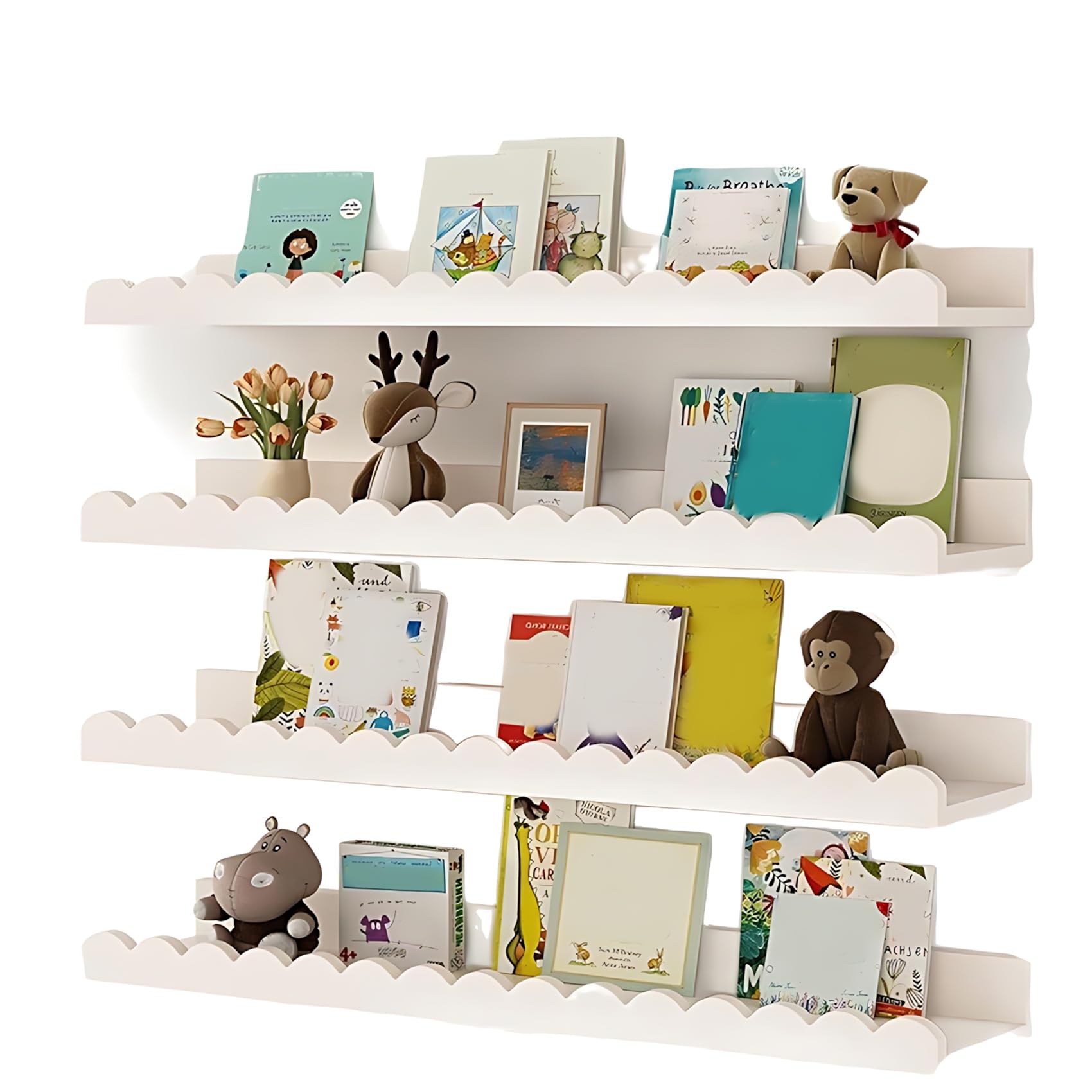 Osmond Estantes Festoneados (4 Unidades), Color, 15,6 Pulgadas, Flotantes, para Habitación Infantil, Decoración de Pared.