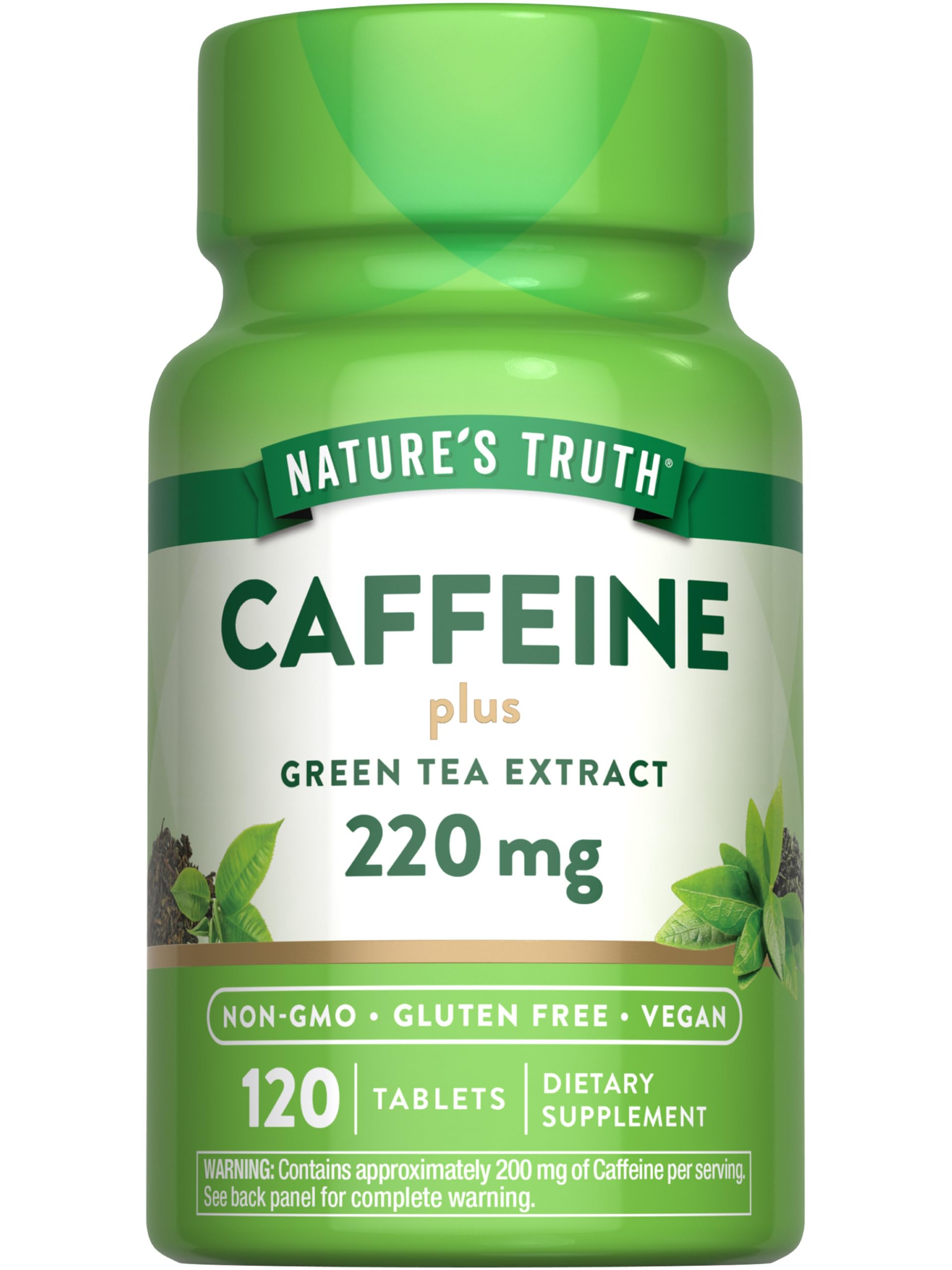 Nature's Truth Caffeine Pills | 220mg | 120 Count | With Green Tea Extract | Vegan, Non-GMO & Gluten Free Supplement