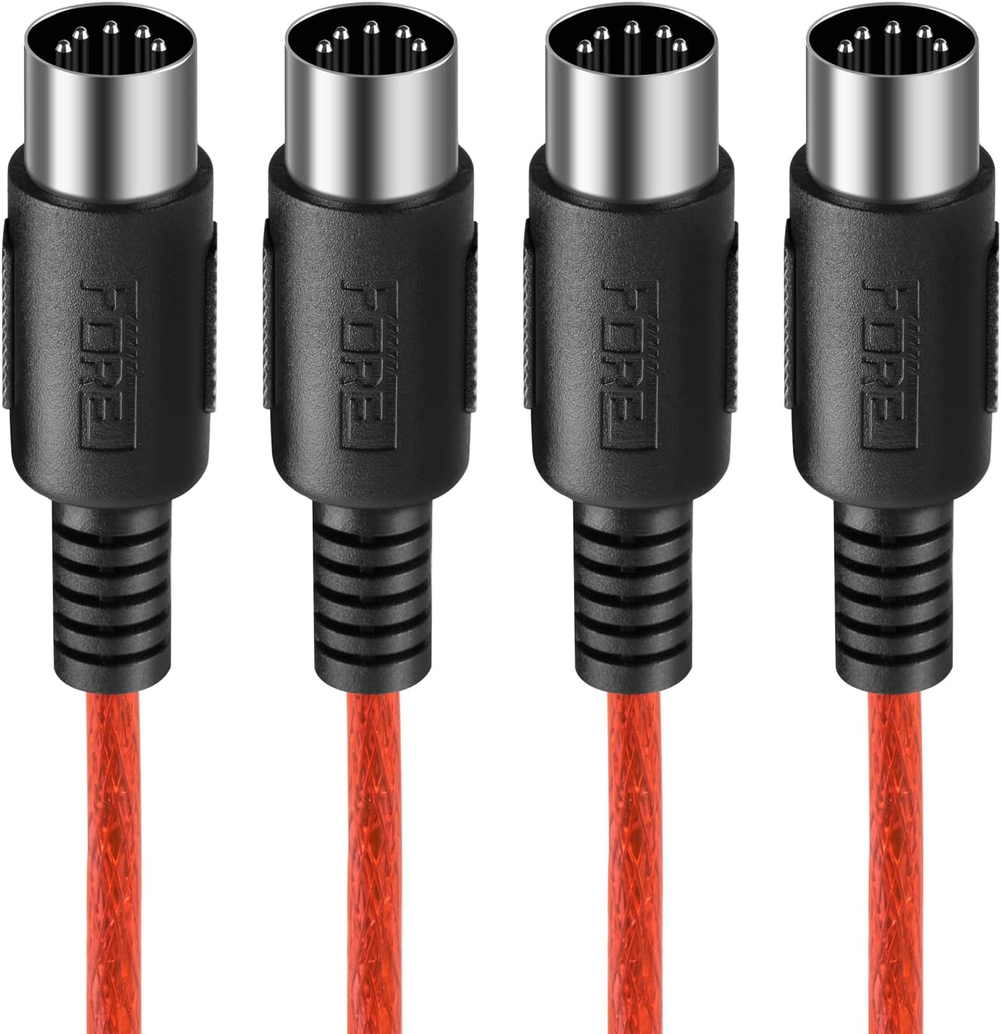 FORE 0.3m 2-Pack Male to Male 5-Pin DIN MIDI Cable Compatible with MIDI Keyboard/Synthesizer/Guitar Multi Effects/Audio Interface/Audio Mixer/Auido Amplifier/External Sound Card/Red 0.3m (2 Pack)